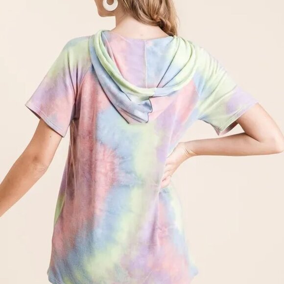 BiBi Tie Dye Terry Hoodie with Drawstring - Picture 8 of 9
